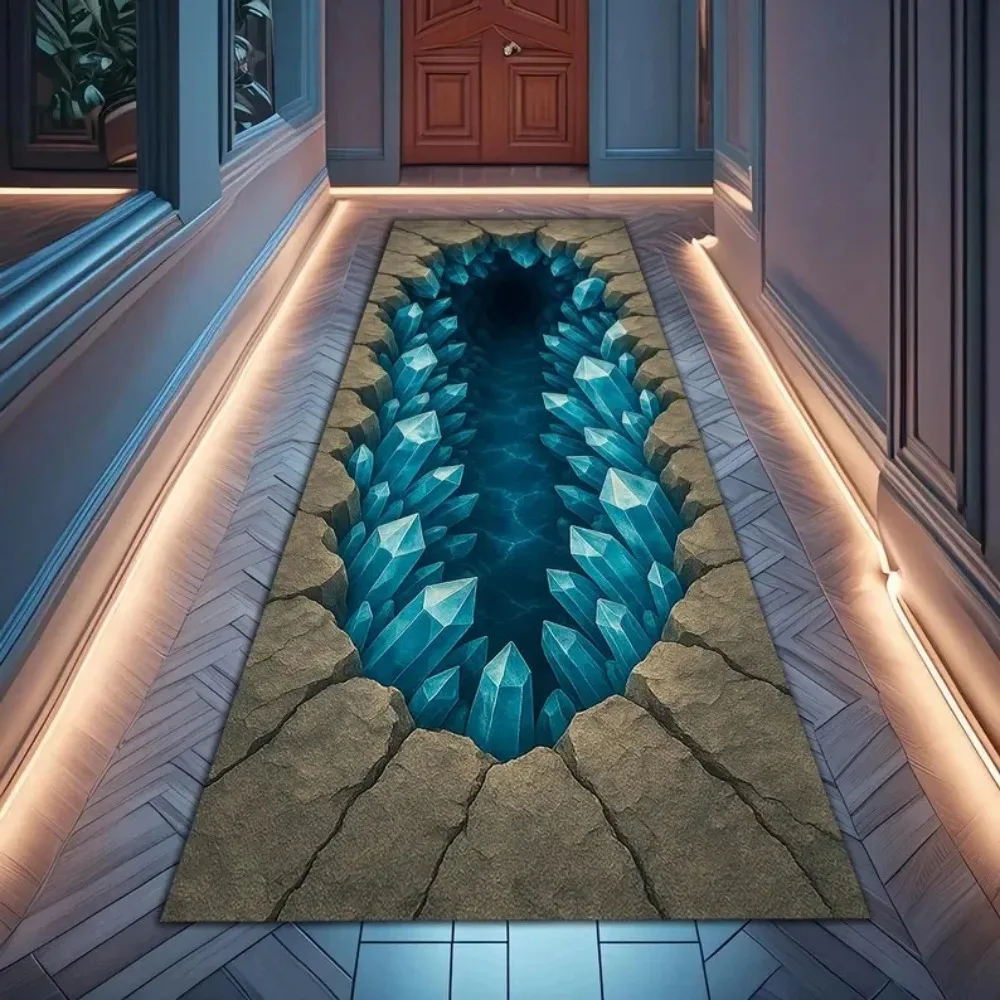 

Gemstone Crystal Runner rug Visual 3D Hole Carpet Home Corridor Home Decoration Porch Entrance Covered with Carpet
