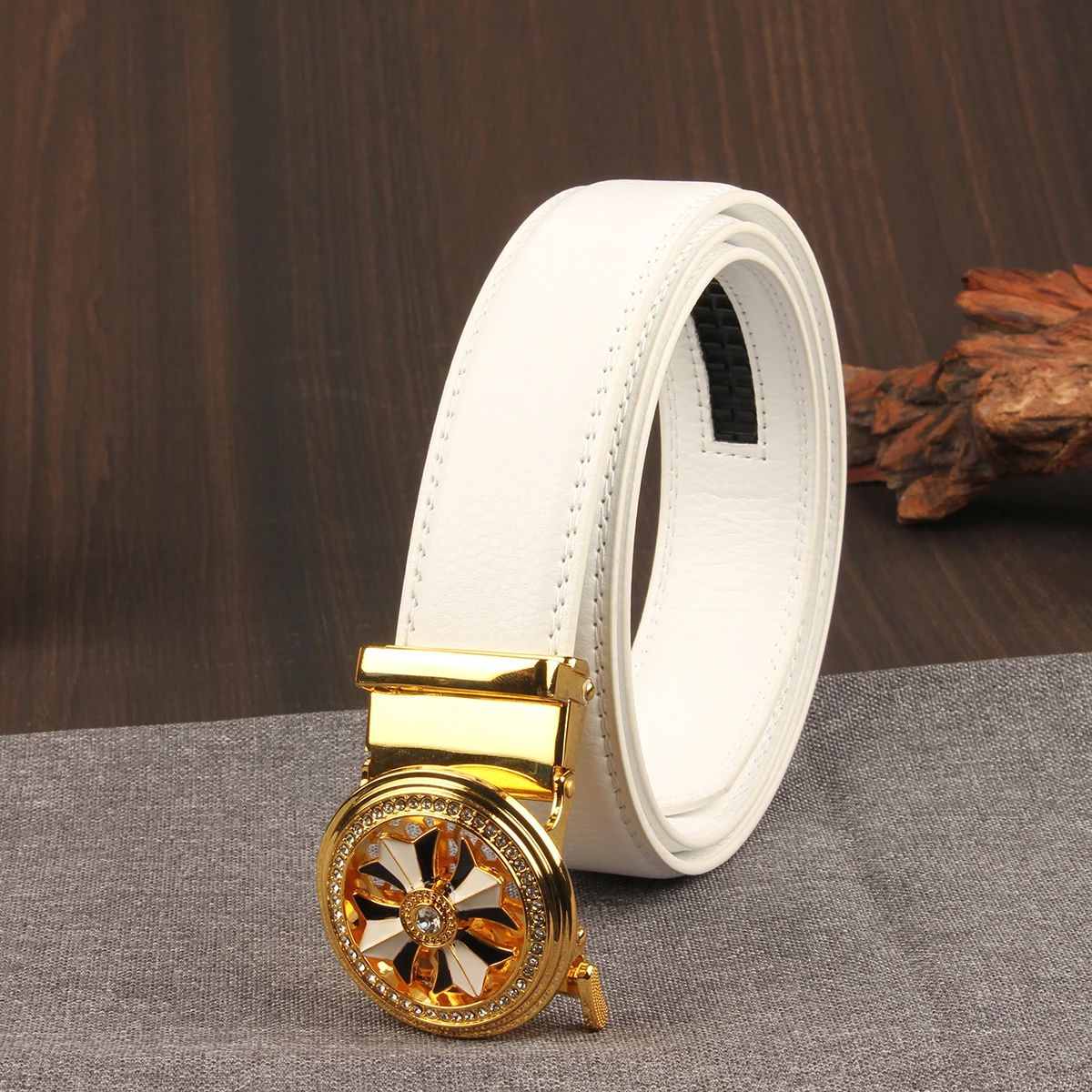 クロコダイル柄ビジネスメンズベルトファッションダイヤモンド自動バックルカジュアルフェイクレザーベルト男性用