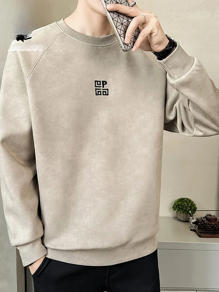 

Мужская толстовка с эффектом тай-дай, свободный крой, весна 2026, американский модный бренд, плотная ткань, повседневная одежда, с длинными рукавами