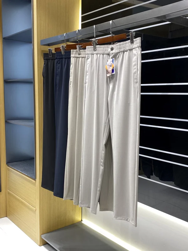 High-End Lightweight Ice Silk Lenzing Linen Blend Men's Summer Casual Pants Drapey Straight Leg Breathable Comfortable