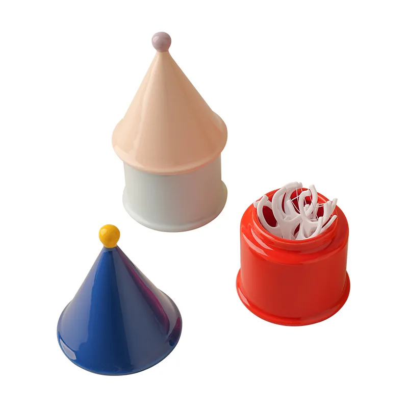 Ceramic Storage Jars Colored Spire Storage Tanks Toothpick Case Cotton Swab Box Jewelry Containers Desktop Organization