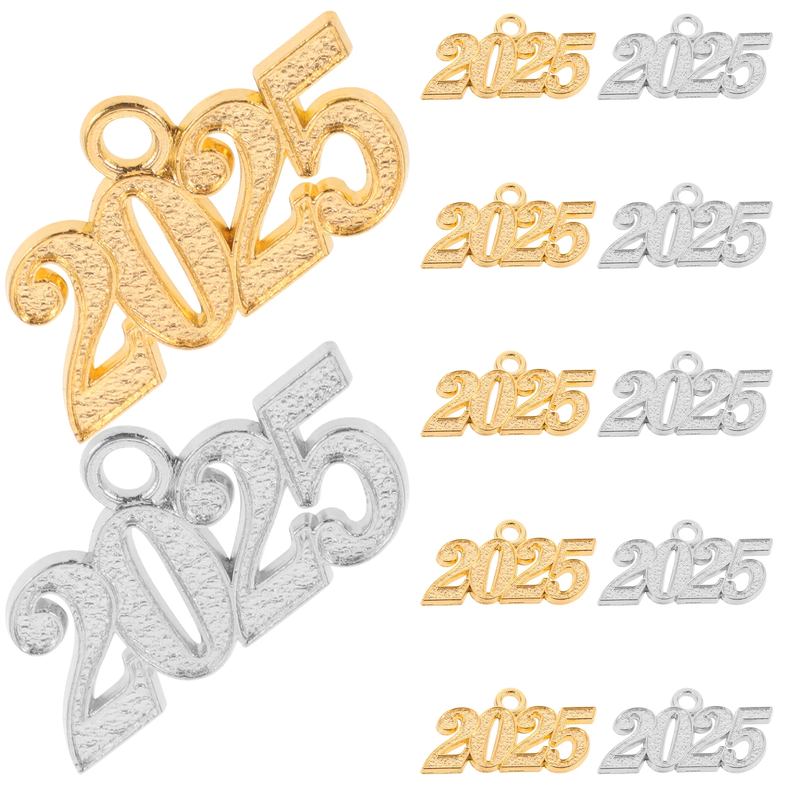 

12 Pcs 2025 Number Pendant Charms Zinc Alloy 19x33mm Jewelry Making Accessories Year 2025 Decorations Necklace
