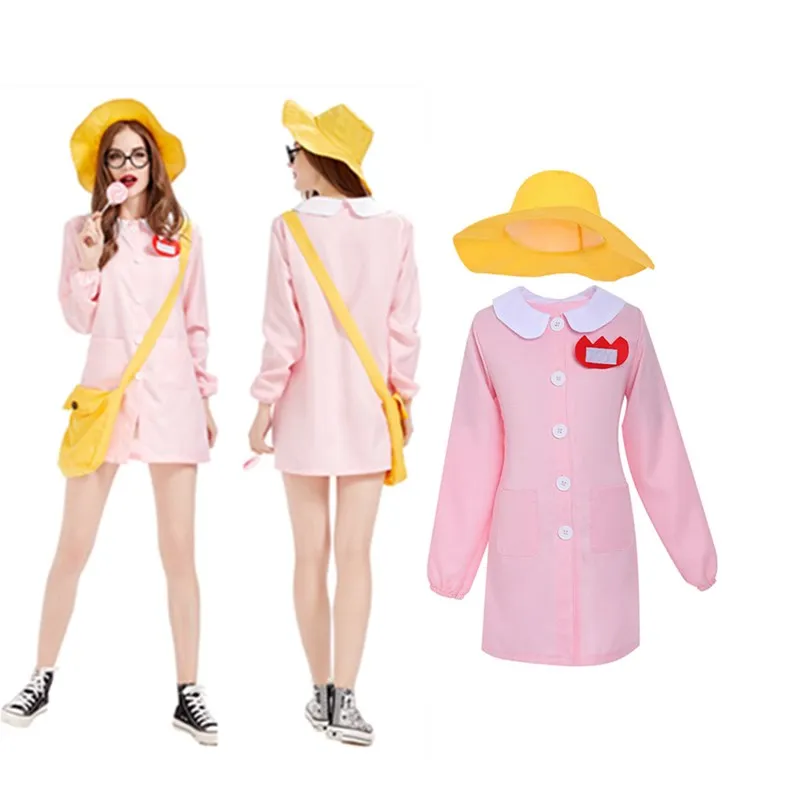 Adult Summer Dopamine Wear Travel Costume Women Dress Bag Hat Badge Cosplay Outfits Halloween Carnival Party Suit