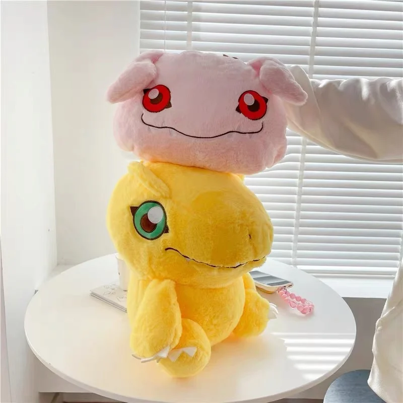 Digimon Adventure Agumon Koromon Flip Doll Schattig knuffel Kawaii Periferie Schattig bankkussen Kamerdecoratie Verjaardagscadeau