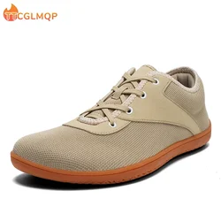 Sneaker da uomo ampia e minimalista in tela a piedi nudi 2024 Fashion Flats Soft Zero Drop Sole punta più larga Sneakes moda leggera