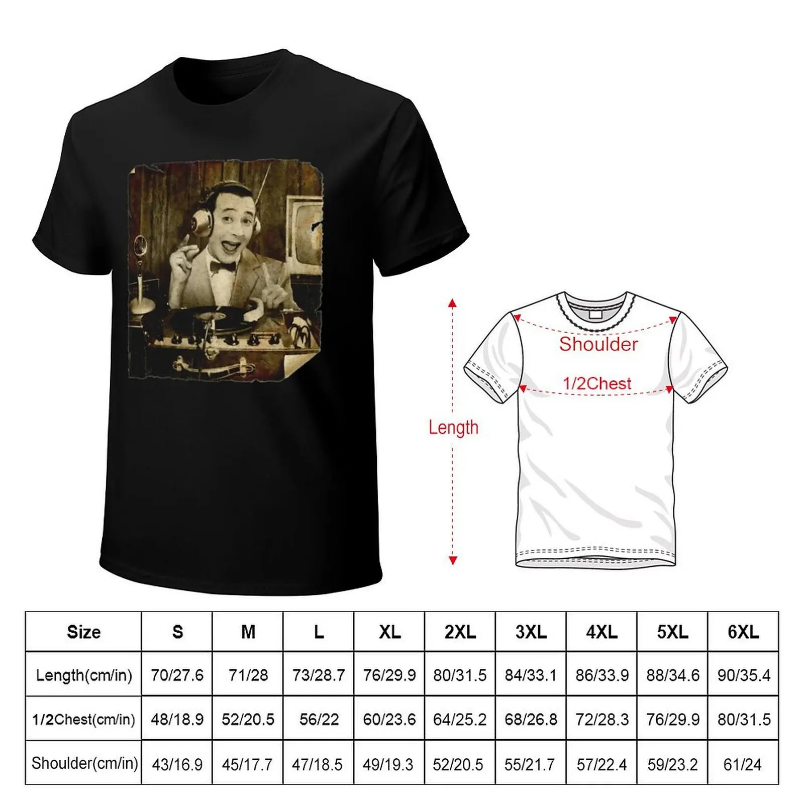 DJ Pee-wee Herman Takes to the KCRW Airwaves retro vintage T-Shirt Soft Casual Short Sleeve Cotton Tee