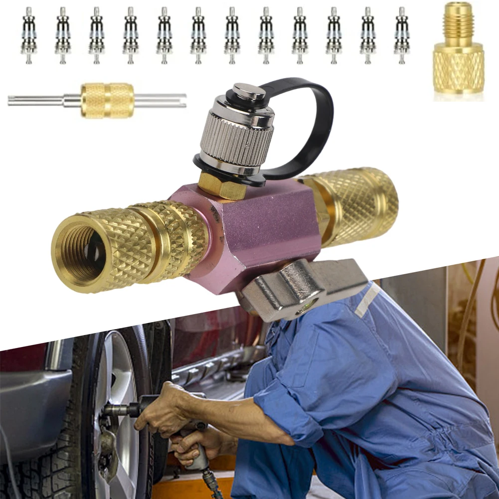 

Набор инструментов для снятия сердечника клапана HVAC с 12 сердечками клапана, 1/4 дюйма, 5/16 дюйма, двойное уплотнительное кольцо для R410A, инструмент для снятия катушки R1234YF