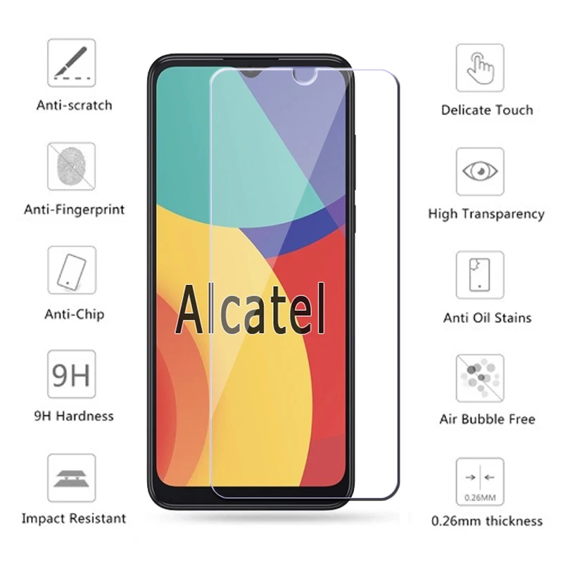 2-1Pcs Glass For Alcatel 1V 3H 5H 5X 3X 1S 1L 1A 1 1B 2022 2020 2021 Cover Front Film For Alcatel 1 3 5 H A B L S X V Plus Glass