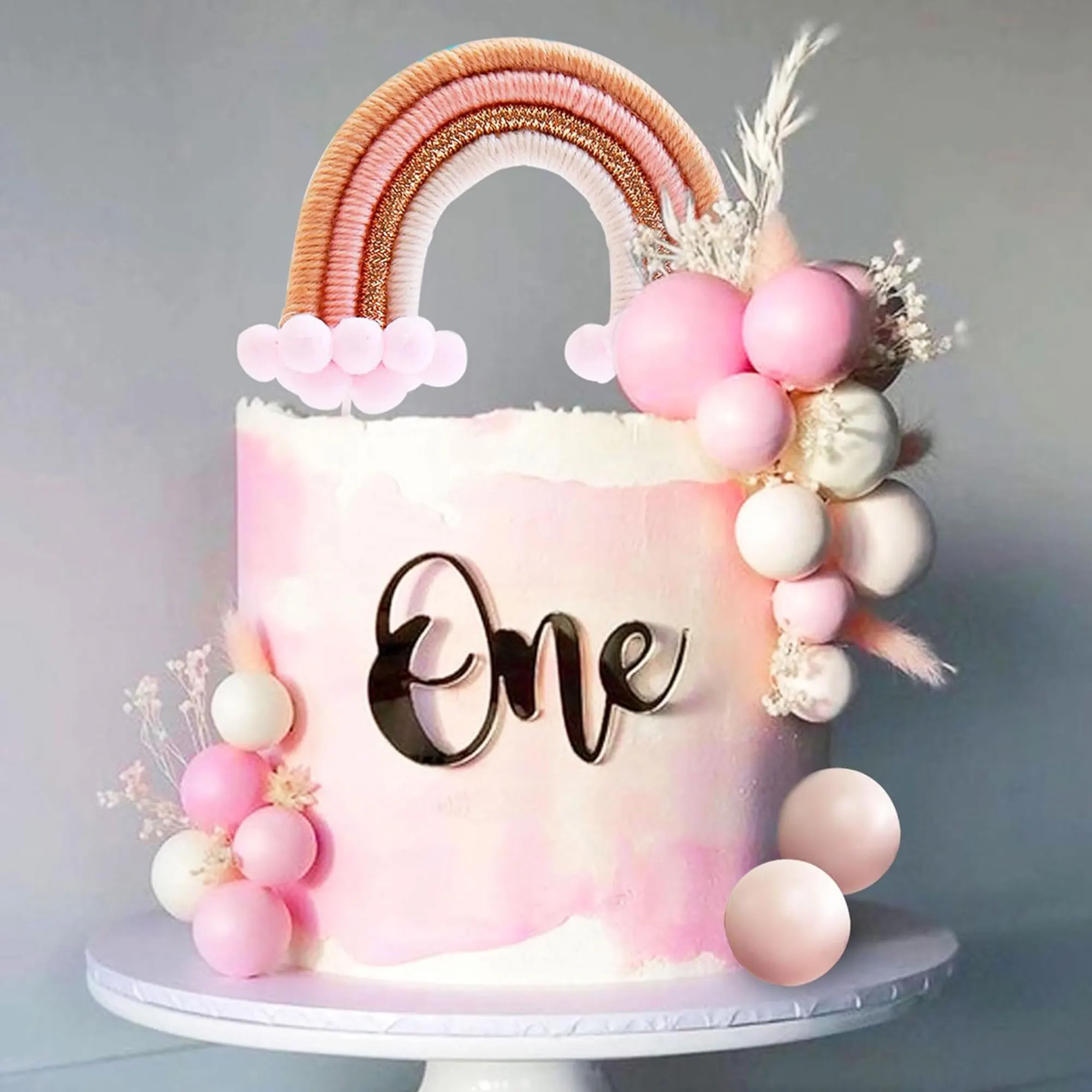 LaVenty 16-teiliger Boho-Kuchenaufsatz, Boho-Regenbogen-Kuchendekorationen, Boho-Kuchenaufsatz, Geburtstagskuchen-Aufsatz – Detail 2
