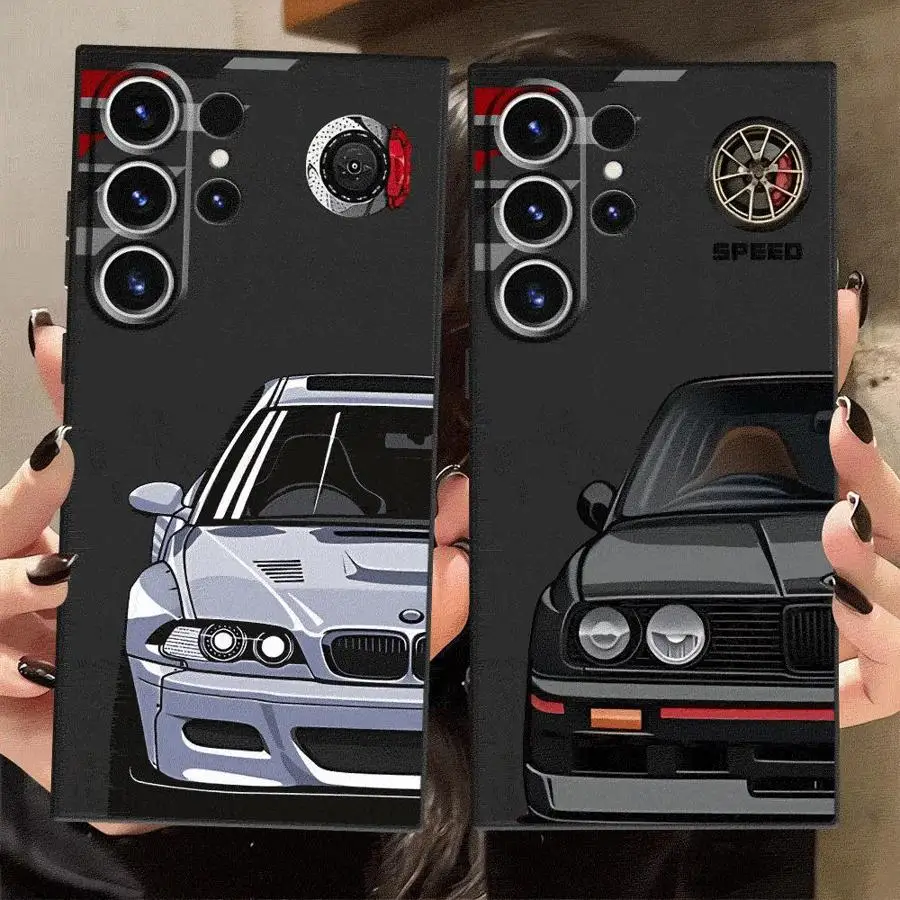 JDM Sprot Car Black Soft Phone Cover Case for Samsung Galaxy S25 Edge S9 S10 S20 S21 FE S24 Plus S23 Ultra Note 8 9 10 20