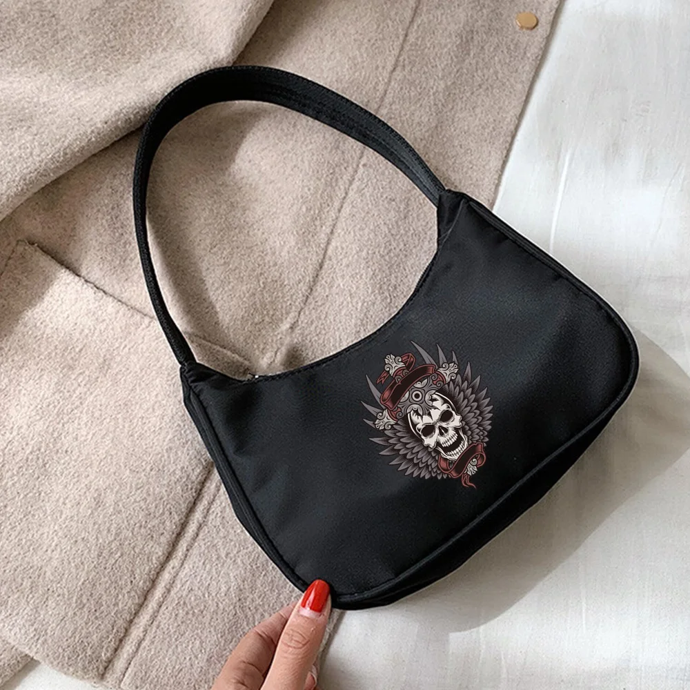 Shoulder Underarm Bags Coin Purse Women‘s Handbags Designer Print Skull Pattern Hobo Shoulder Small Pouch Totes Shopping Bag