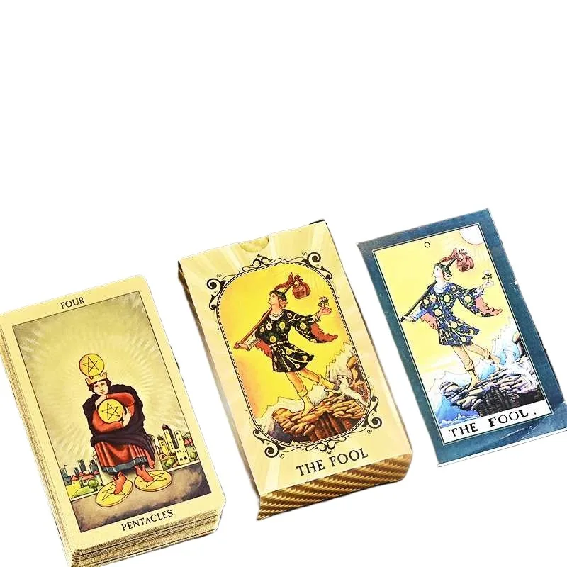 Cartas de tarô com folha de ouro, conjunto completo, impressão a cores, impermeável, cartões de pvc, adereços requintados, alta qualidade, novo