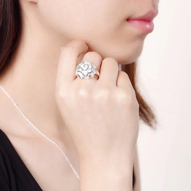 925 sterling silver rings Bracelets necklaces earrings stud Jewelry set for women rose flower pendant bangle Fashion Party gifts
