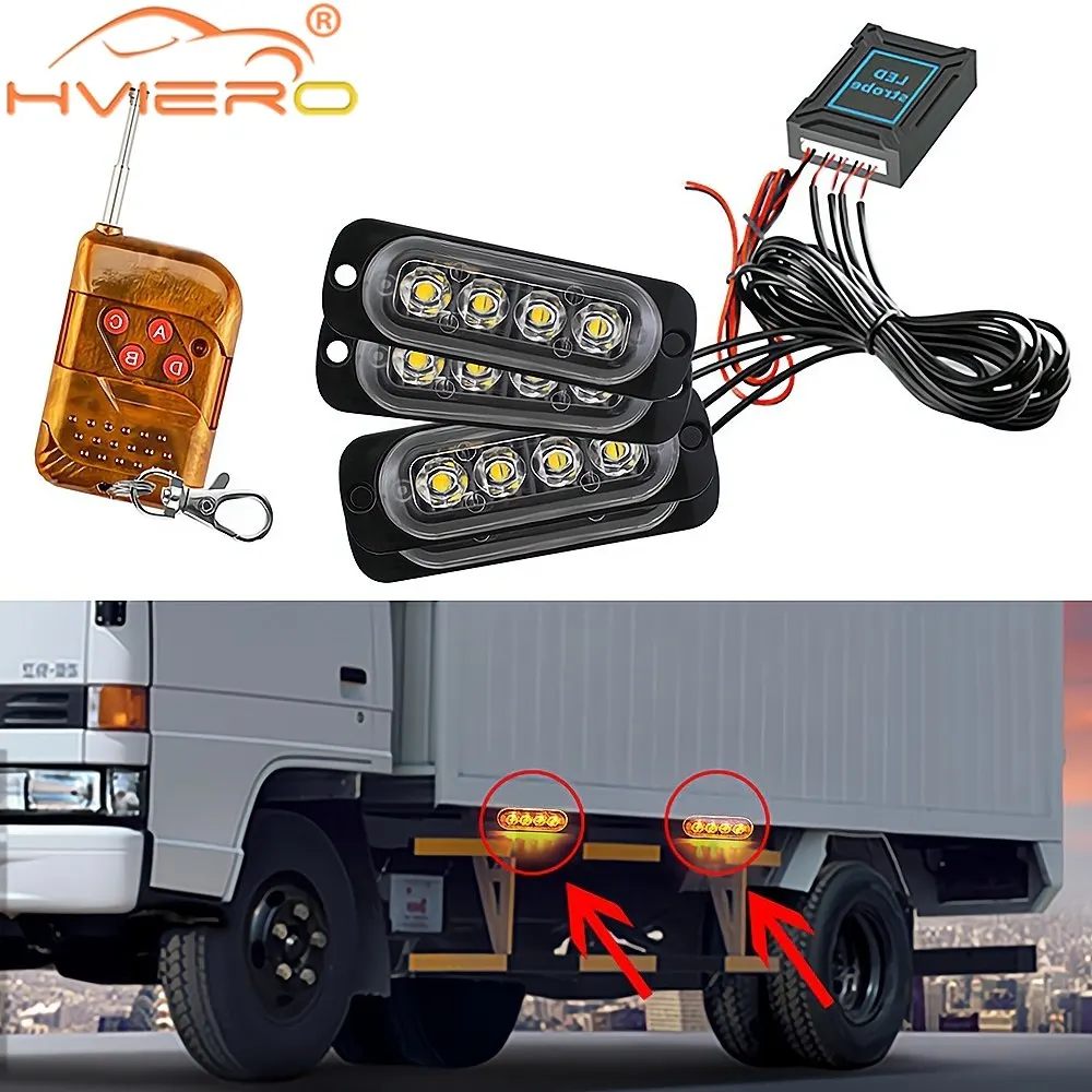 4in1 16led Emergency Strobe car Track Light Led Police Auto Position Lamp Blue Red White Day Warn Signal Flashing Beacon 12-24V