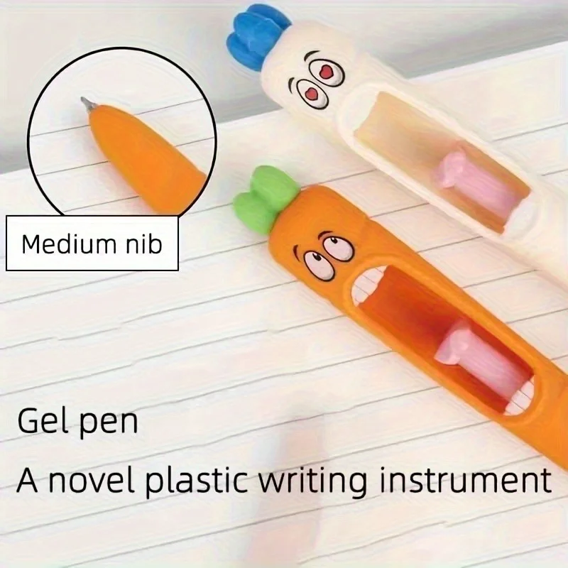 3pc Random Color funny screaming radish automatic ballpoint pen, cartoon writing tool
