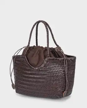 手工編織真皮休閒蔬菜籃包,內襯休閒編織袋,可肩背或腋下挎包 10 最佳銷售 真皮編織包 - №1