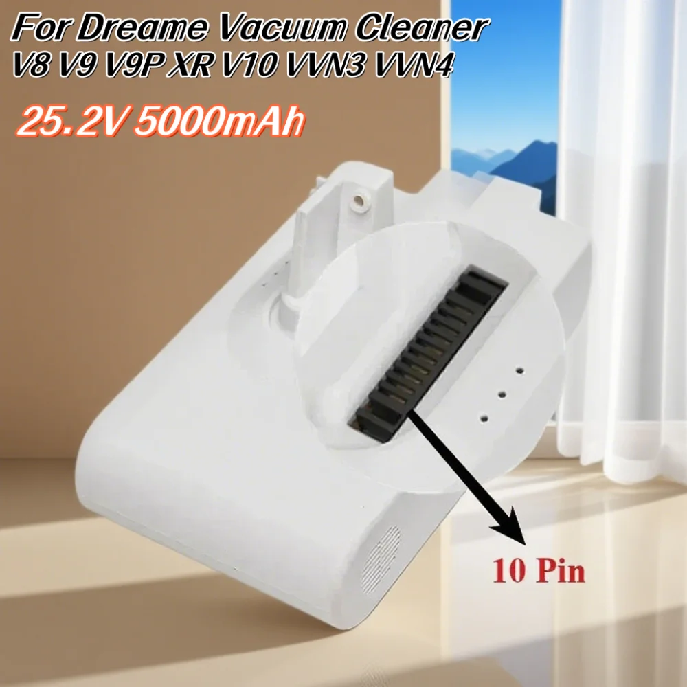 

Upgraded High Capacity Replacement Battery 25.2V 5000mAh for Xiaomi Dreame Vacuum Cleaner V8 V9 V10 V9P Li ion