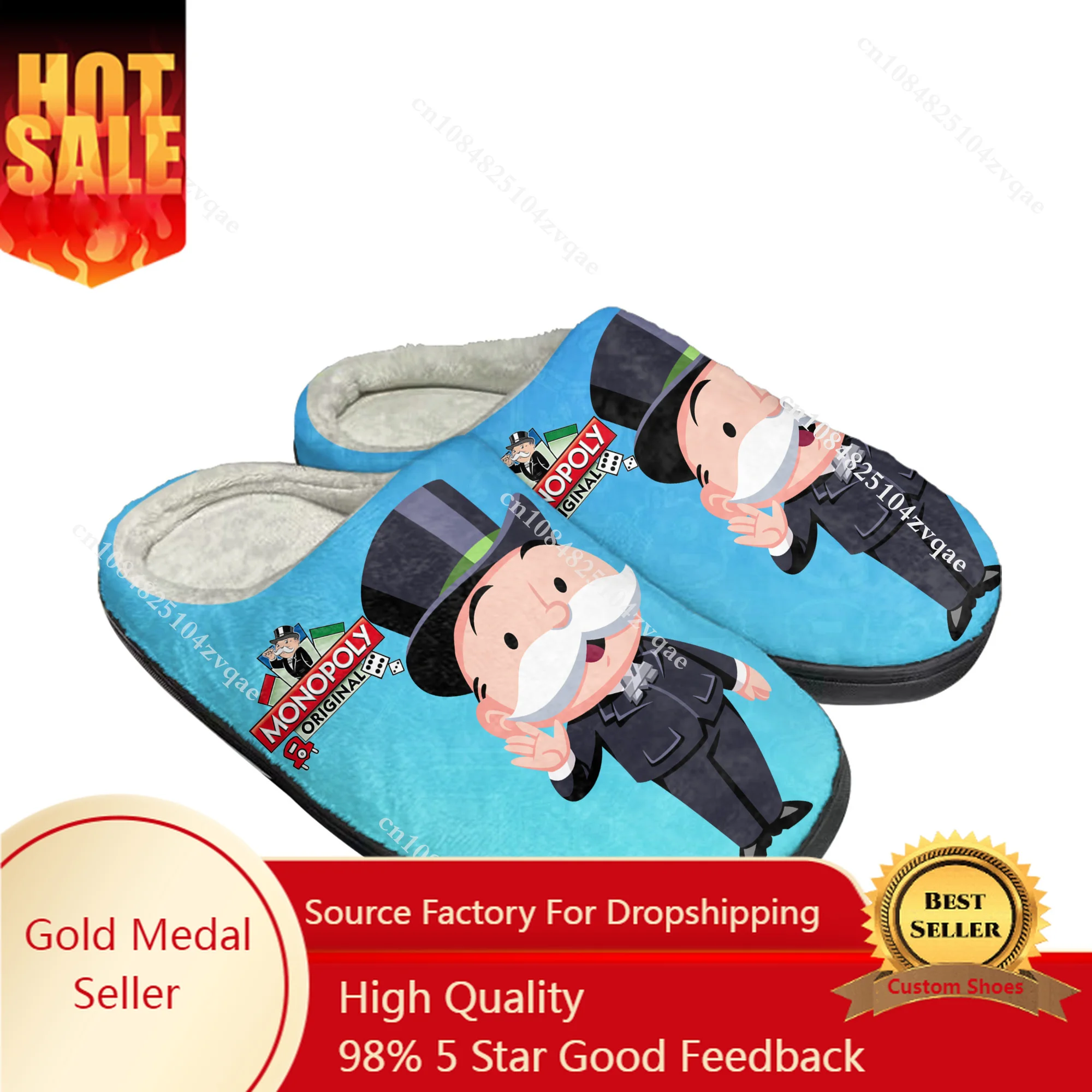 

Monopoly Go Home Hot Cotton Slippers Cartoon Game Mens Womens Plush Bedroom Casual Fashion Keep Warm Shoes Tailor Made Slipper