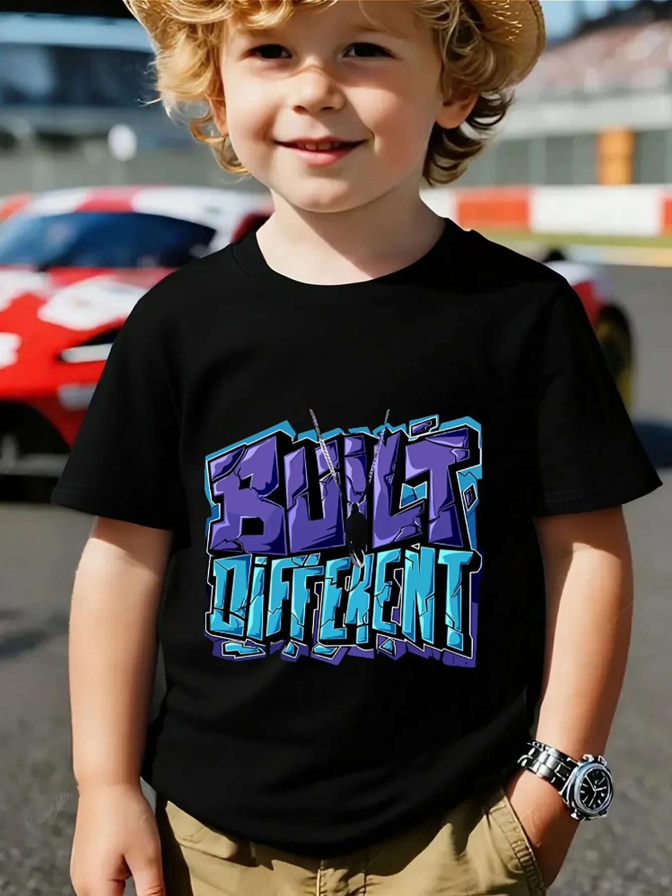 Built Different Graffiti Letter Family Matching T Shirt Boys Girls Short Sleeve Summer Crew Neck Parent Child Street Casual Tops