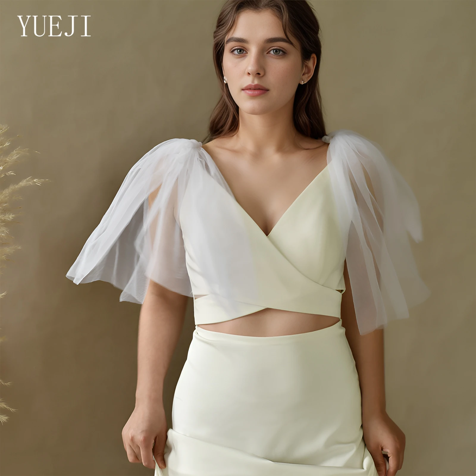 

YUEJI оптовая продажа женская свадебная шаль пушистые многослойные короткие аксессуары на плечо женское вечернее платье один размер шаль G40