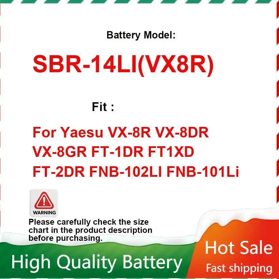 

Батарея для рации Sbr-14LI VX8R 2200 мАч для Yaesu VX-8R VX-8DR VX-8GR FT-1DR FT1XD FT-2DR Радио Fnb-102LI Fnb-101Li