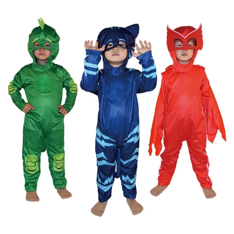 Hot Blue Pajama Boys Girls Cat Dog Boy Anime Hero Costume with Mask Cosplay Clothe Suit Child Halloween Birthday Party Kids Gift