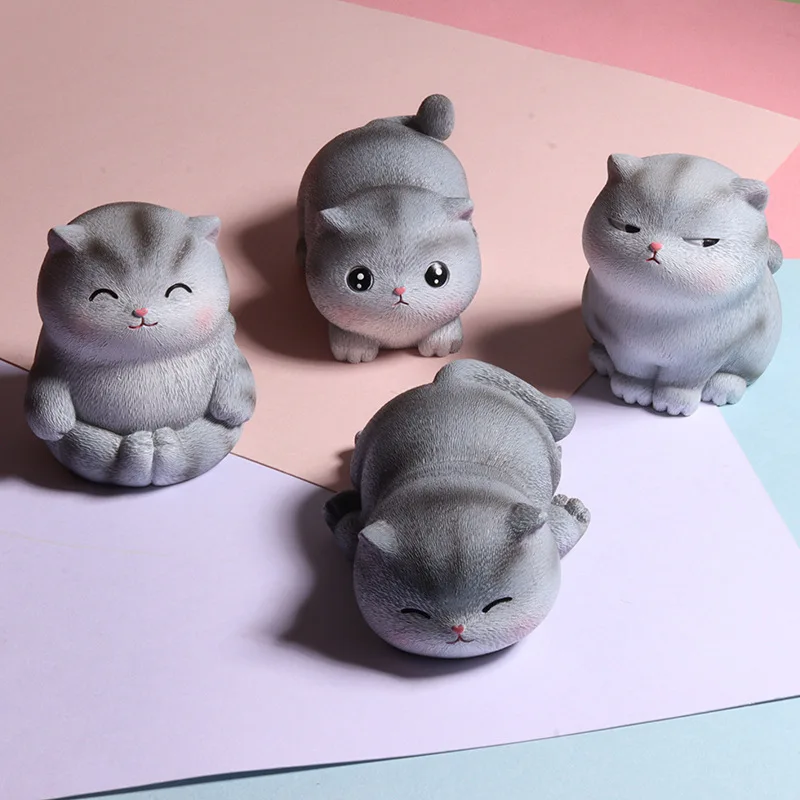 

4PCS Mini Cute Proud Little Cat Ornaments DIY Office Desktop Micro Landscape Car Interior Home Decoration Crafts Accessories