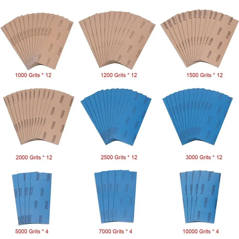 AS94-84Pieces Wet And Dry Sandpaper 1000 1200 1500 2000 2500 3000 5000 7000 10000 Sand Paper Set