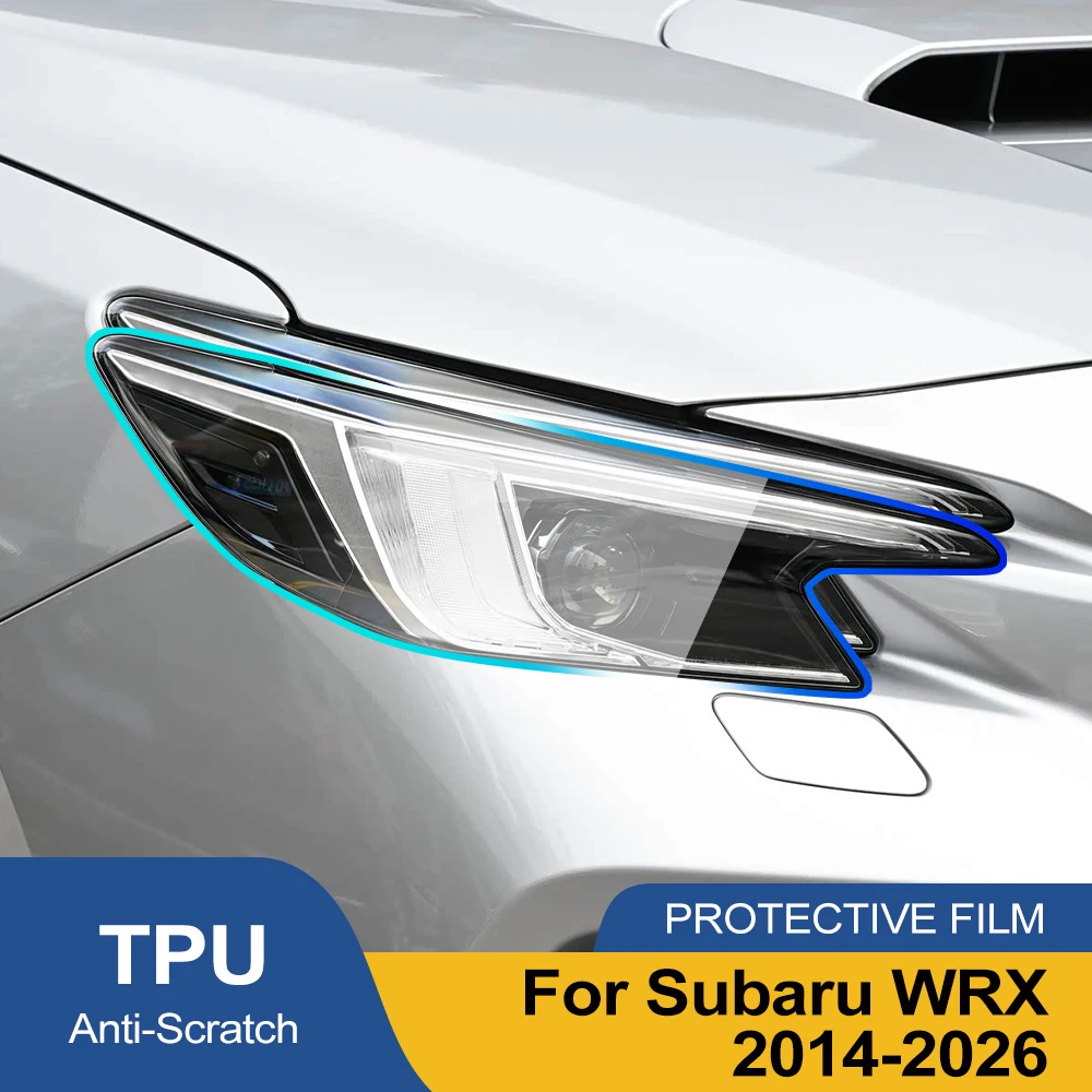 

Премиальная глянцевая дымчато-черная защитная пленка из ТПУ для фар Subaru WRX 2014-2026, предварительно вырезанная, антицарапийная виниловая пленка PPF