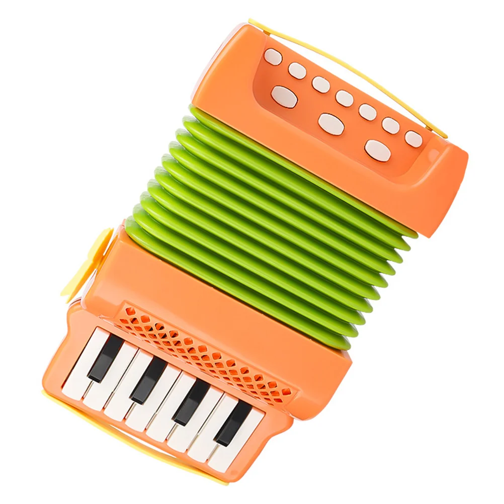 Children's Accordion Performance Hand Drawn Kids Musical Instrument Orange Preschool