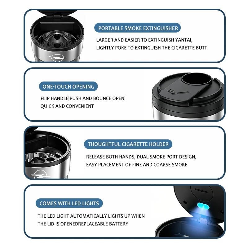 For Opel Car Mounted Coffee Cup Style Ashtray Auto Interior Accessories OPC Astra J H G K Insignia Corsa D B E Mokka Vectra B view 4