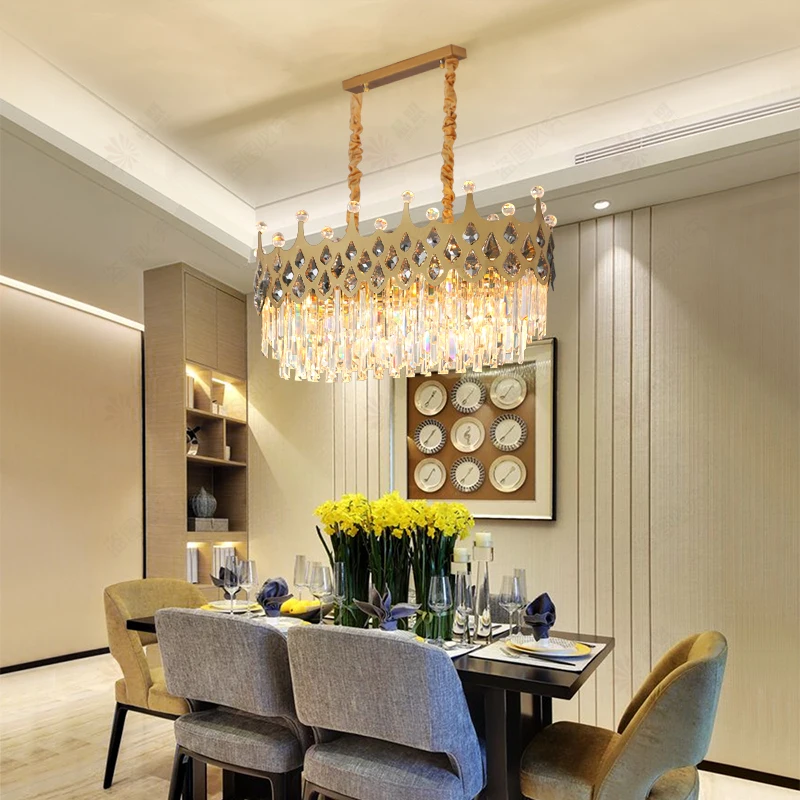 Crystal Crown Pendant Luxury Restaurant Lamp Romantic Bedroom Lamp Net Red Princess Pendant Atmosphere Living Room Pendant Lamp