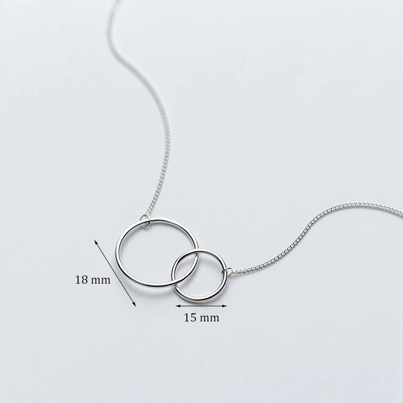 Women\'s Fashion Round Pendant Necklaces Two Circle Connected Simple Style Female Trendy Neck Accessories Jewelry Best Gifts