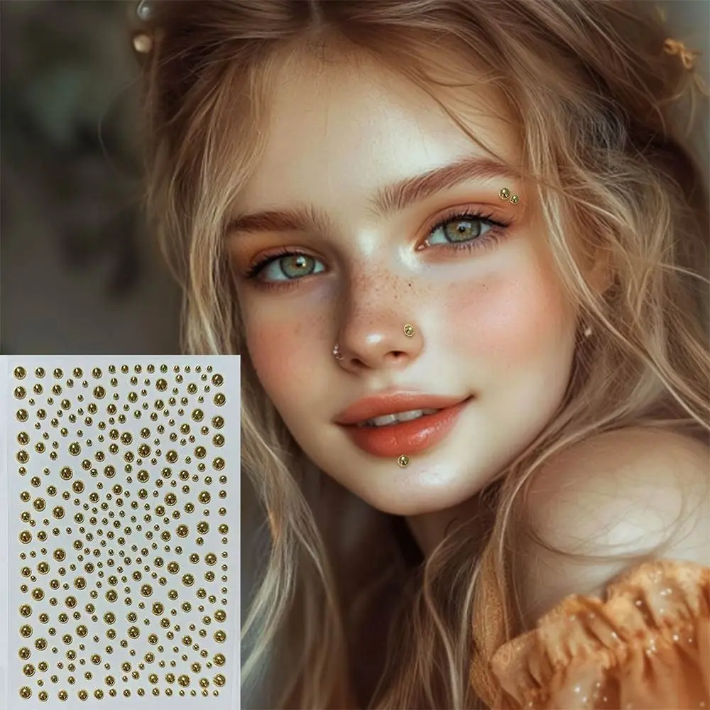 Reutilizable sin perforación labio uñas pegatina diamantes de imitación 5D colorido falso labio anillo acrílico diamante cuerpo ombligo joyería