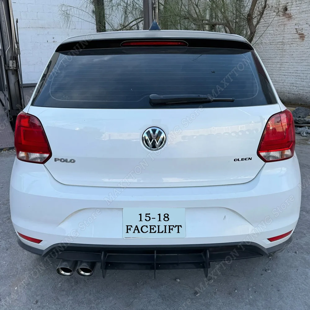 For VW Polo MK5 GTI 3 Fins Rear Bumper Diffuser Spoiler Splitter Polo 5 MK5 GTI 6R 6C 2/4 Door BodyKits Tuning 2010-2018 Mod