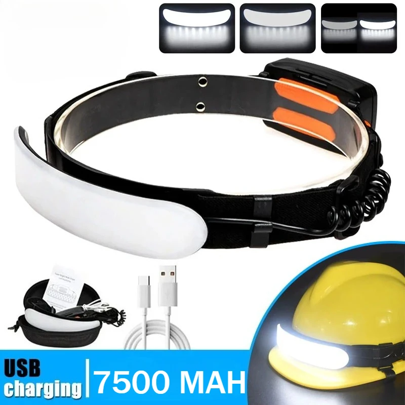 

Прожектор COB Светодиодный налобный фонарь Перезаряжаемая через USB фара Водонепроницаемый налобный фонарь Большая емкость аккумулятора Налобный фонарь для наружного освещения