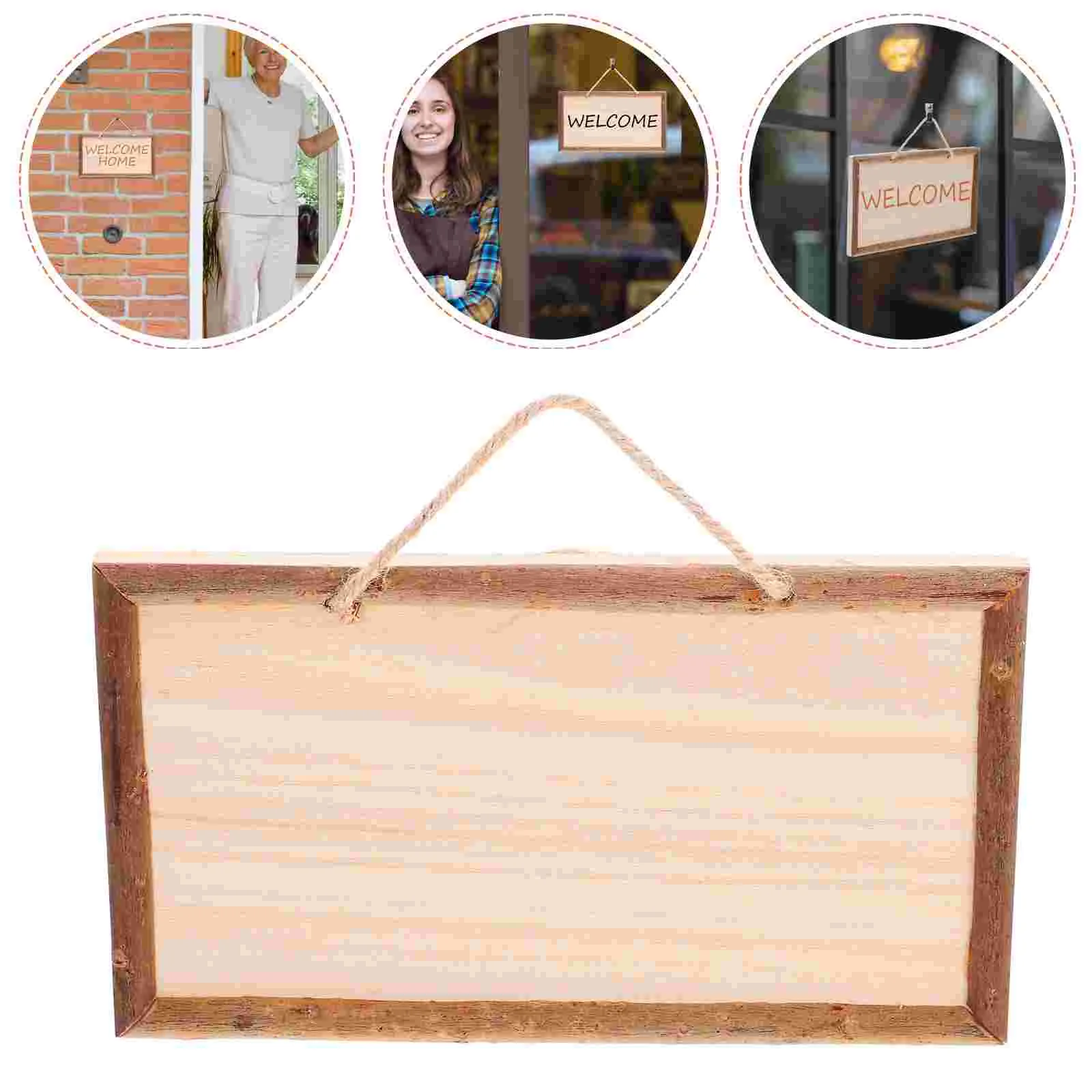 Store Sign DIY Crafts Cutouts Wooden with Hole Label Decorate Unfinished Plaque Ornaments for