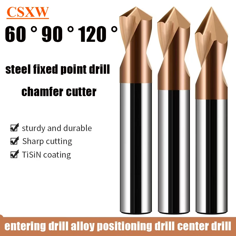 Carbide 60 90 120 Degree CNC Point Drill Initial Starting Location Center Bit Prepare Guide Pilot Hole Chamfer Machine Tool