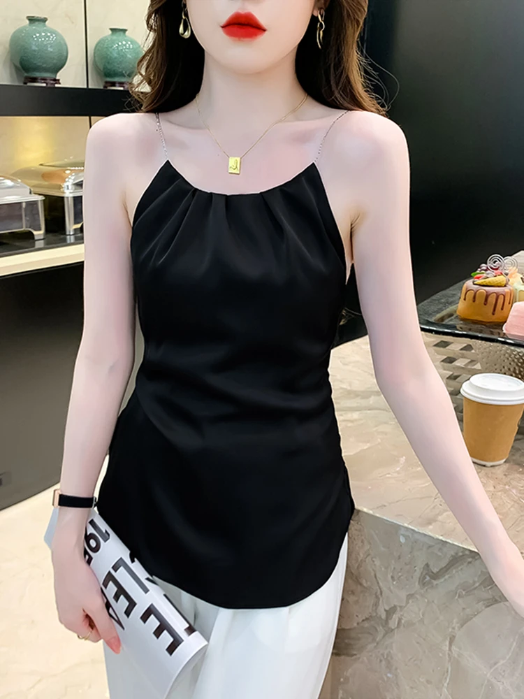 2023 Sexy Backless Chain Slim Hanging Neck Strap Top for Women