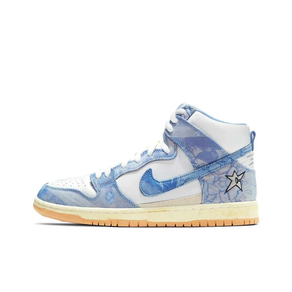 Nike x Carpet Company Dunk SB Prm Qs 'royal Pulse High top Skateboard Shoes Unisex White Blue CV1677-100