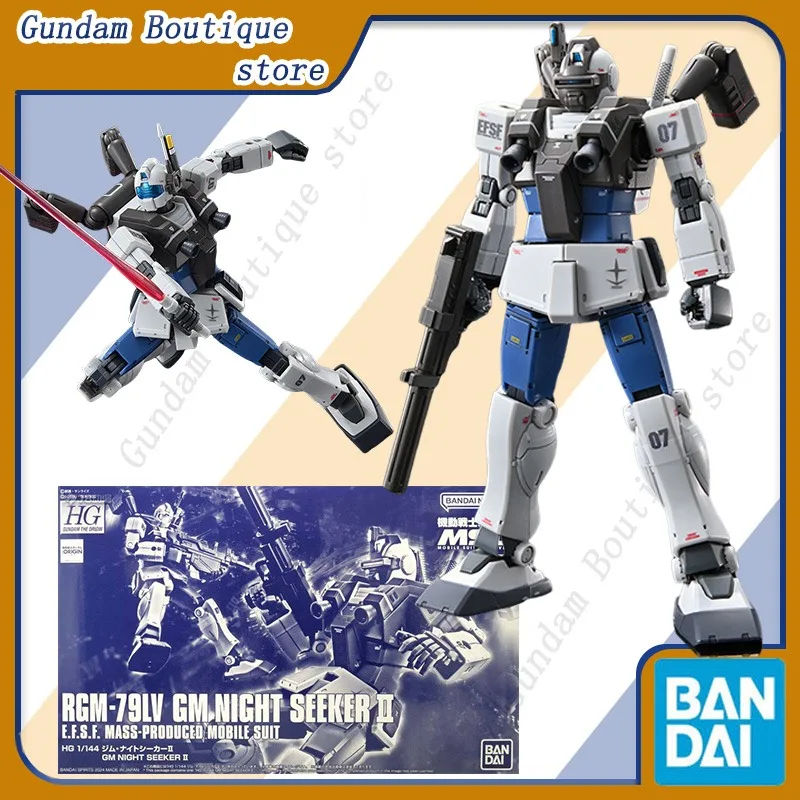 Bandai genuino RGM-79LV GM NIGHT SEEKER II HG Gundam Anime figura de acción juguetes de modelos de ensamblaje coleccionables adornos regalo niños