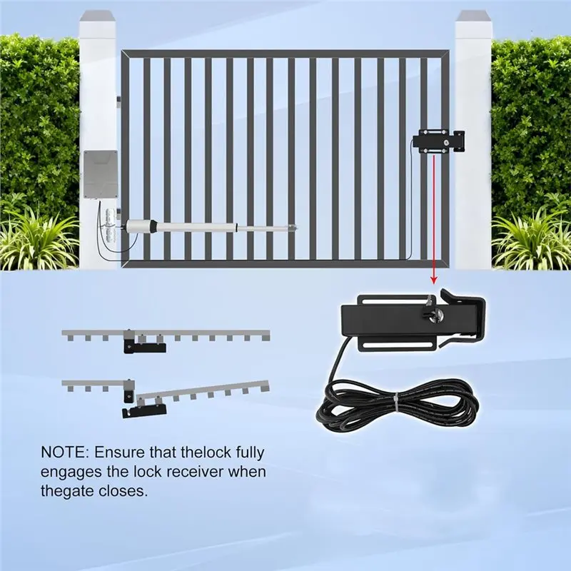 ABZW Automatic Electric Gate Lock Work System Device Gate Operator Secure Security For DC 12/24V Swing Gate Opener