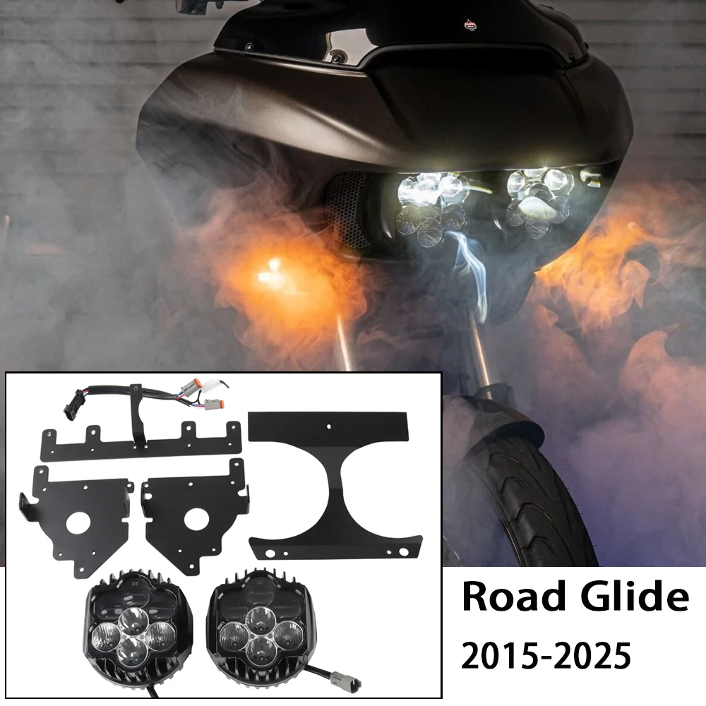 

LED Headlight With High Low Beam Lamp Motorcycle Headlamp For Harley Road Glide CVO ST Limited Special Ultra FLTRX 2015-2025
