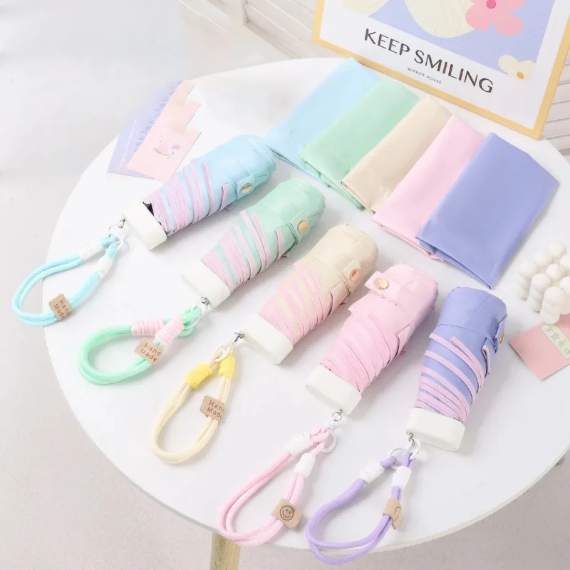 

UPF50+Mini Folding Umbrella Color Rope Bracelet Sunshade Umbrella Pocket Rain Travel Umbrella UV Protection Sunshade Umbrella