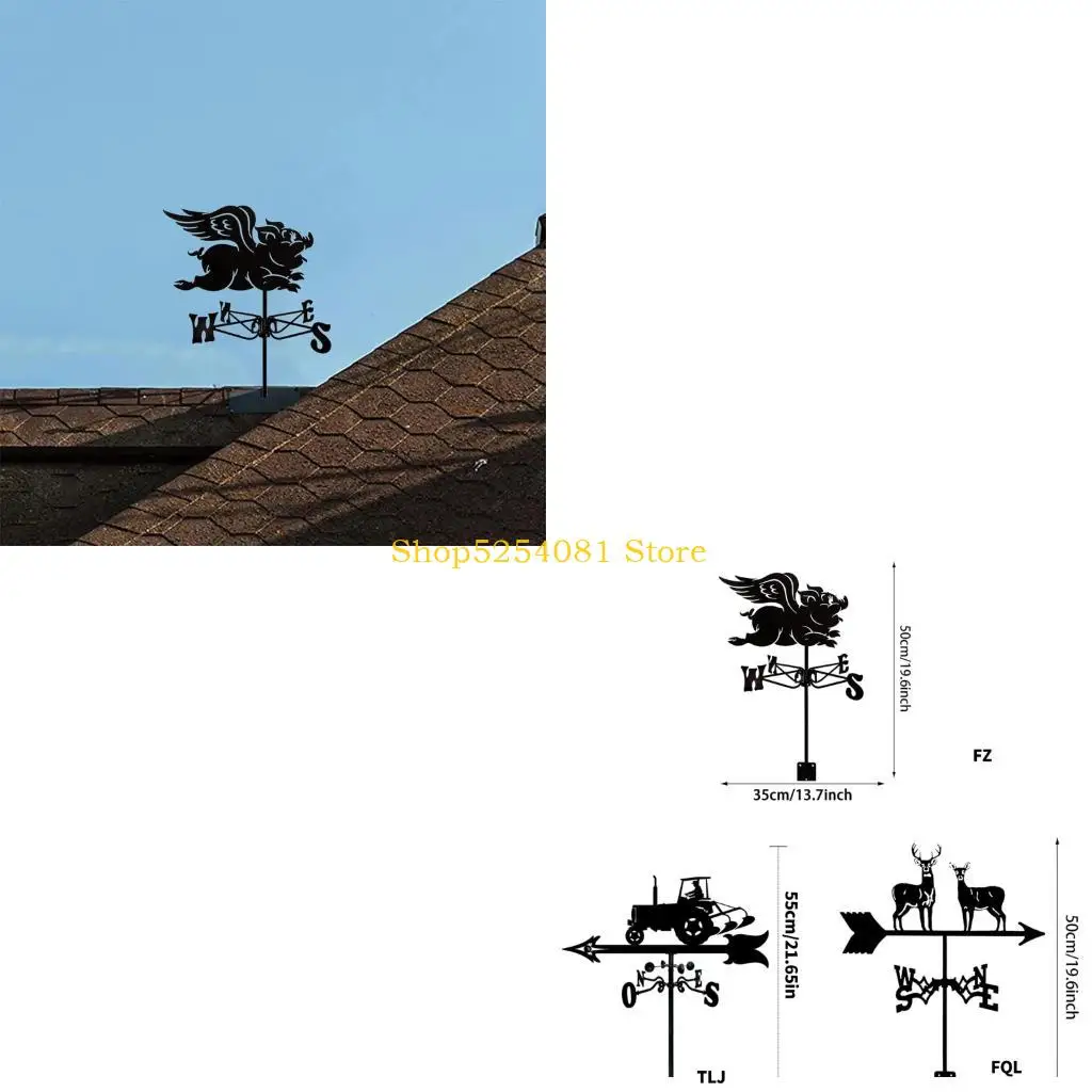 AXYC Iron Rooster Metal Weather Vane Family Name Wind Direction Light Weather Roof