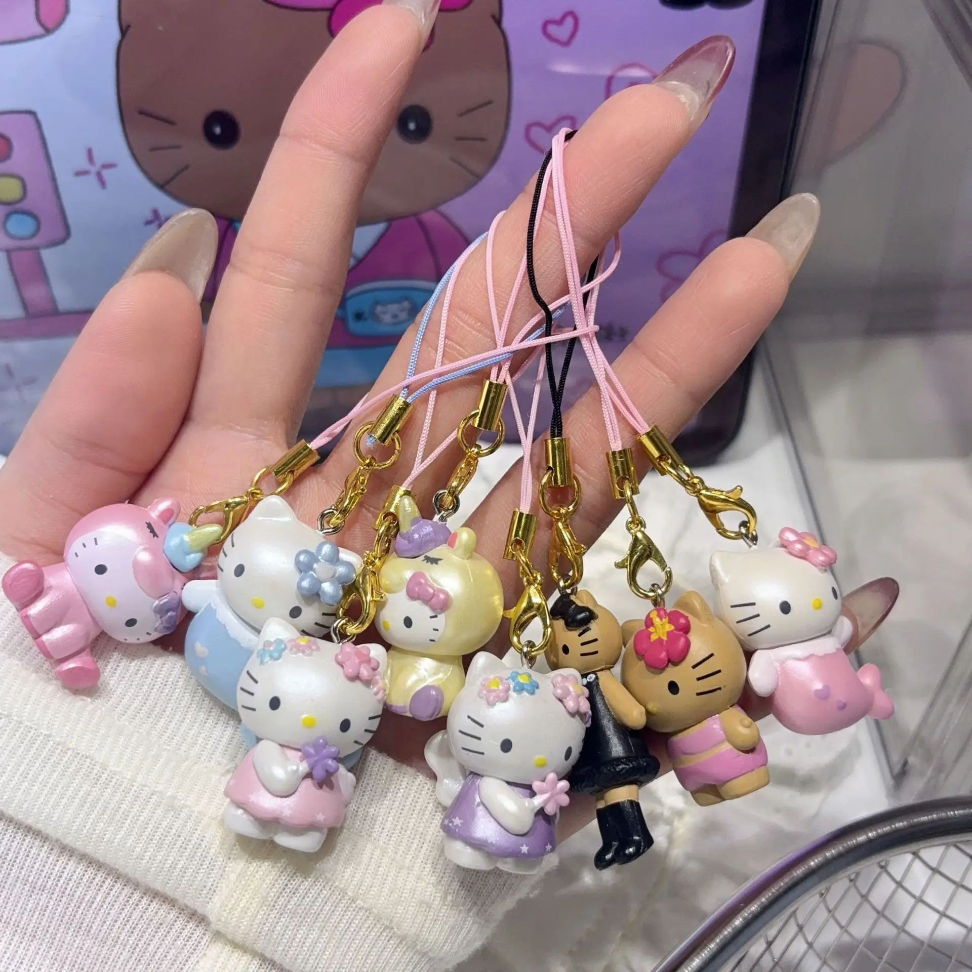 

for Kitty Dolls Keychain Toys Kawaii Anime Toy Diy Backpack Pendant Kids Birthday Christmas Gifts