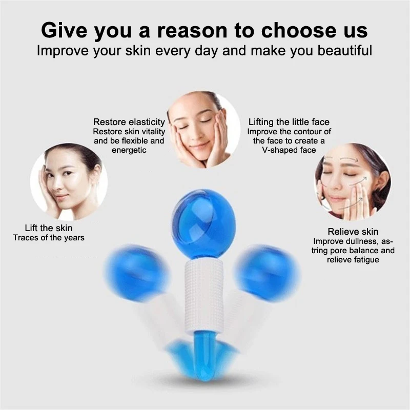 ลูกกลิ้งหน้า 1 ชิ้น กระชับผิว ลดรอยแดง ผ่อนคลาย ลดเลือนริ้วรอย ลูกกลิ้งน้ำแข็ง นวดหน้า อุปกรณ์ดูแลผิว