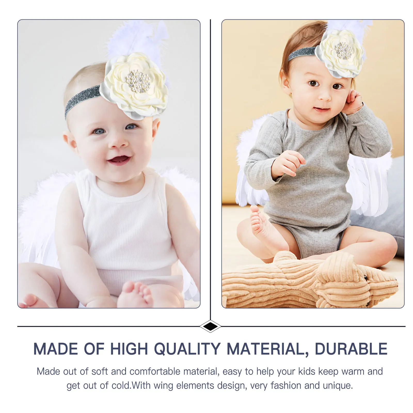 

2 Pcs Baby Photography Props Hundred Days Clothing Wing Infant Kids Costume White Clothes