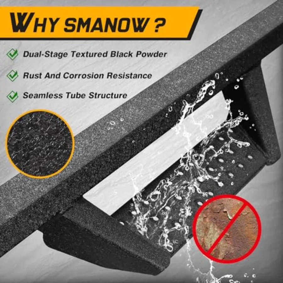 لوحات جري منسدلة متوافقة مع 2024-2026 Toyota Tacoma Xtra Cab Access Cab ثنائي المرحلة محكم مسحوق أسود مطلي Ta #6