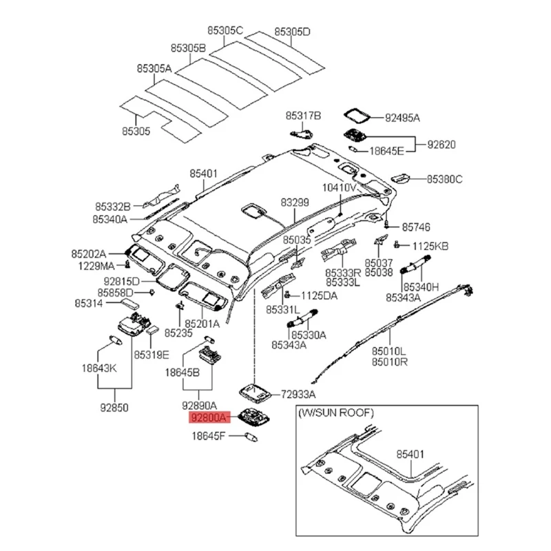 928002E000QS Car Interior Roof Center Map Light Overhead Lilght Console Assy For Hyundai Tucson 2005-2009 92800-2E000QS